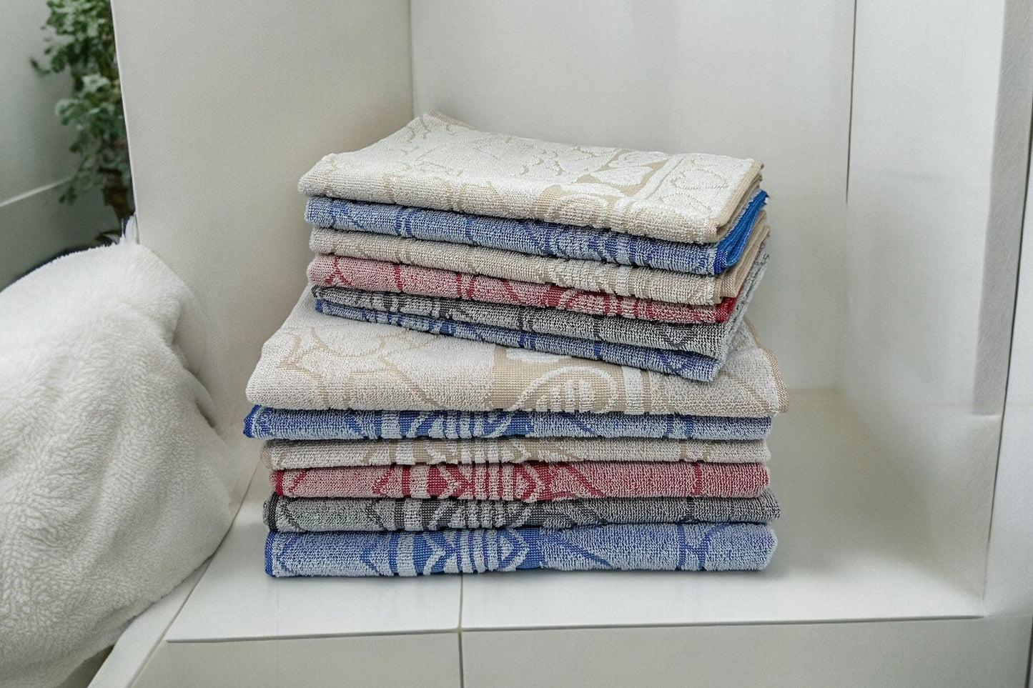 GC ArredoCasa Asciugamano Ospiti in 100% Spugna di Cotone - Modello Herts -Tinte Scure -- 60x105cm / 40x60cm - Set 6 Pezzi