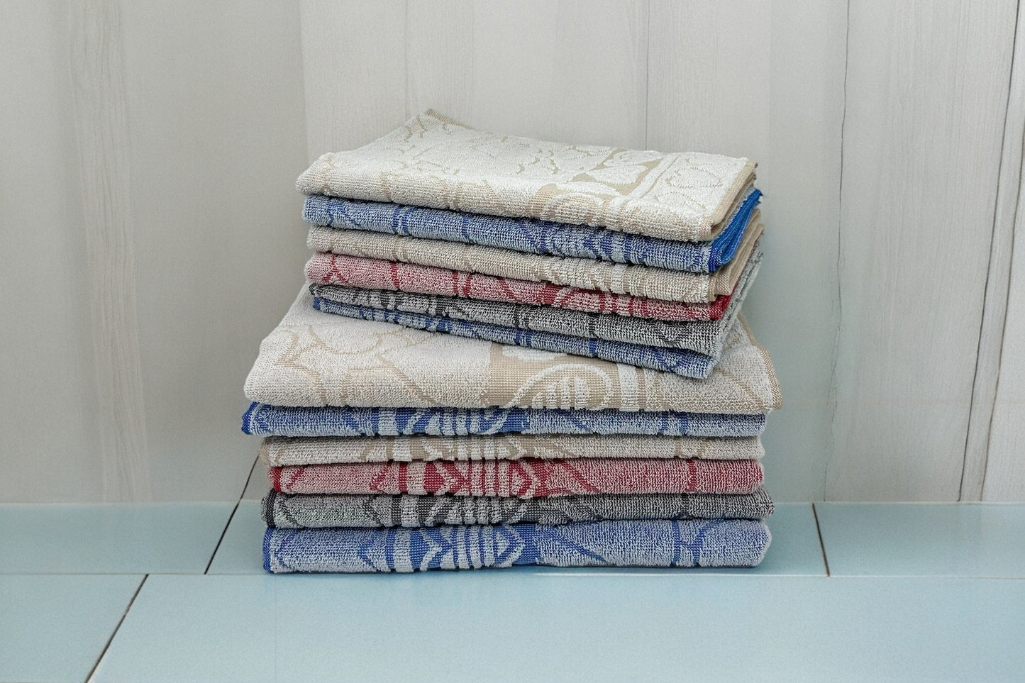 GC ArredoCasa Asciugamano Ospiti in 100% Spugna di Cotone - Modello Herts -Tinte Scure -- 60x105cm / 40x60cm - Set 6 Pezzi