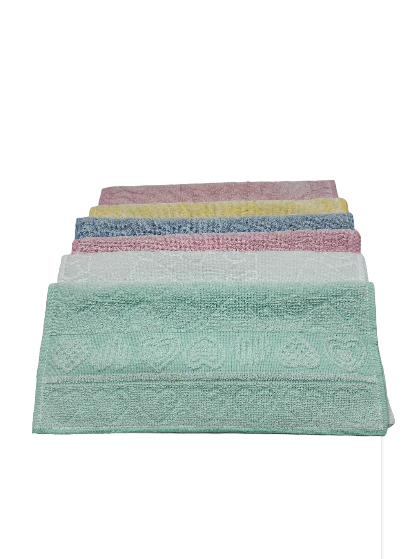 GC ArredoCasa Serviette Invité en Éponge 100% Coton - Modèle Herts - Couleurs Pastel - 60x105cm / 40x60cm - Lot de 6 Pièces