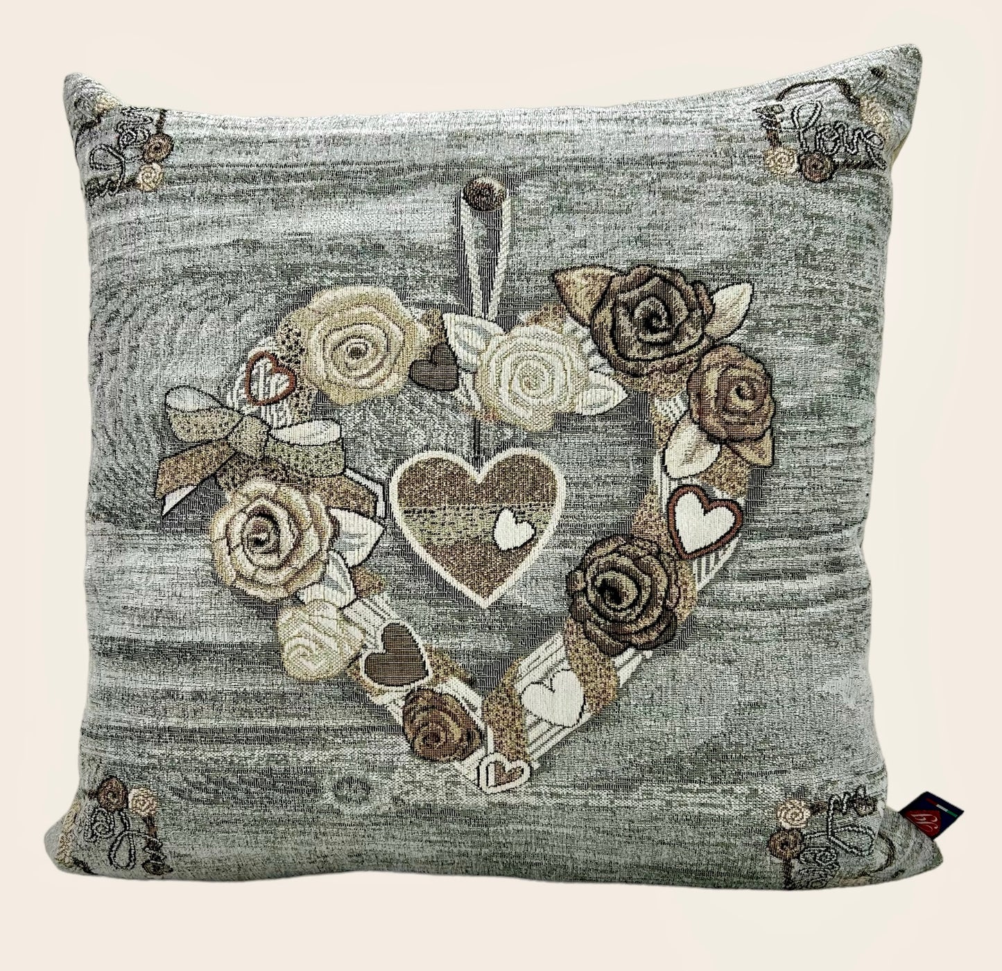 GC ArredoCasa Copricuscini Divano in Tessuto Damascato Jacquard - Federe Cuscini Divano 50x50 Made In Italy - Primavera Cuore Di Pizzo - Federe Per Cuscini Divano Arredamento x Casa