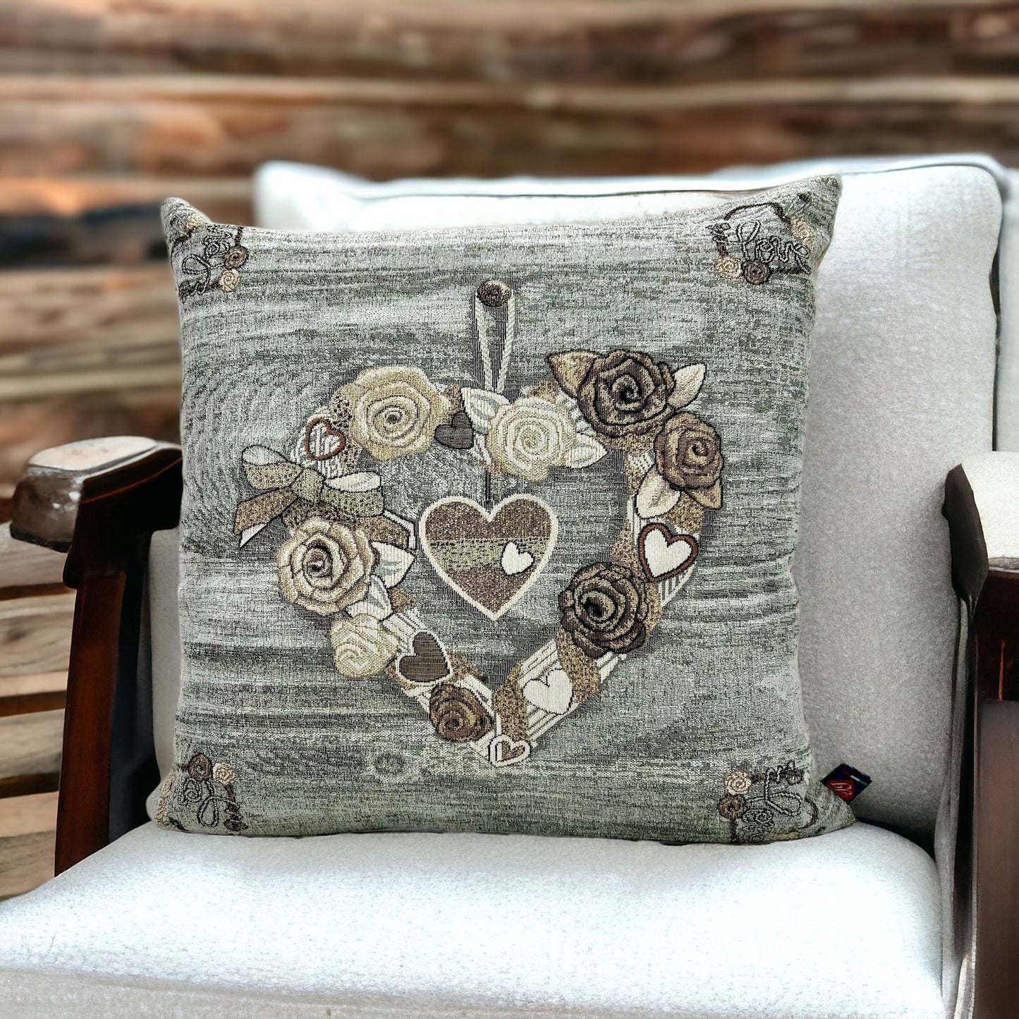 GC ArredoCasa Copricuscini Divano in Tessuto Damascato Jacquard - Federe Cuscini Divano 50x50 Made In Italy - Primavera Cuore Di Pizzo - Federe Per Cuscini Divano Arredamento x Casa