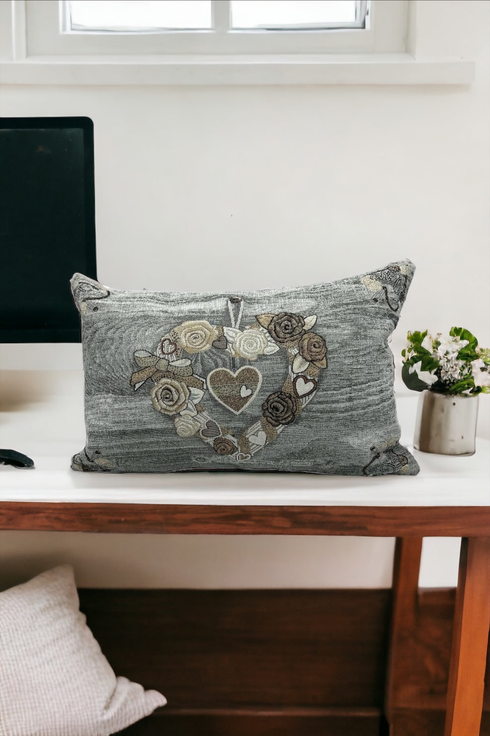 GC ArredoCasa Copricuscini Divano in Tessuto Damascato Jacquard - Federe Cuscini Divano 40x60 Made In Italy - Primavera Cuore Di Pizzo - Federe Per Cuscini Divano Arredamento x Casa