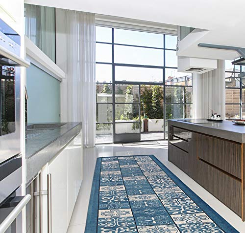 GC ArredoCasa Tapis Antidérapant Fabriqué en Italie - Tapis de Couloir Moderne avec Design en Majolique Lavable - Tapis de Couloir Long Coloré