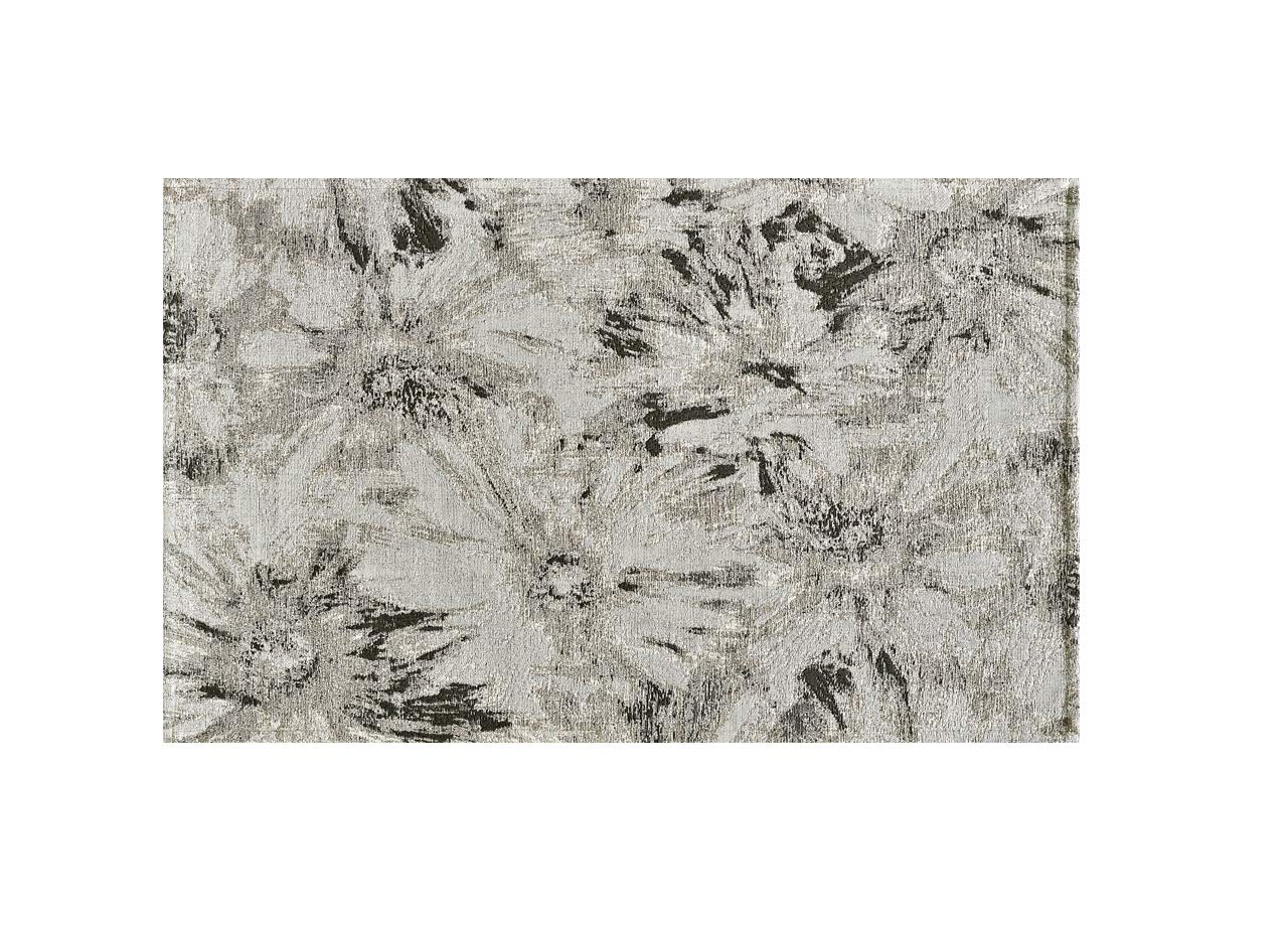 GC ArredoCasa Tappeto Salotto Velour Antiscivolo Dis Fior Di Loto Colore Argento