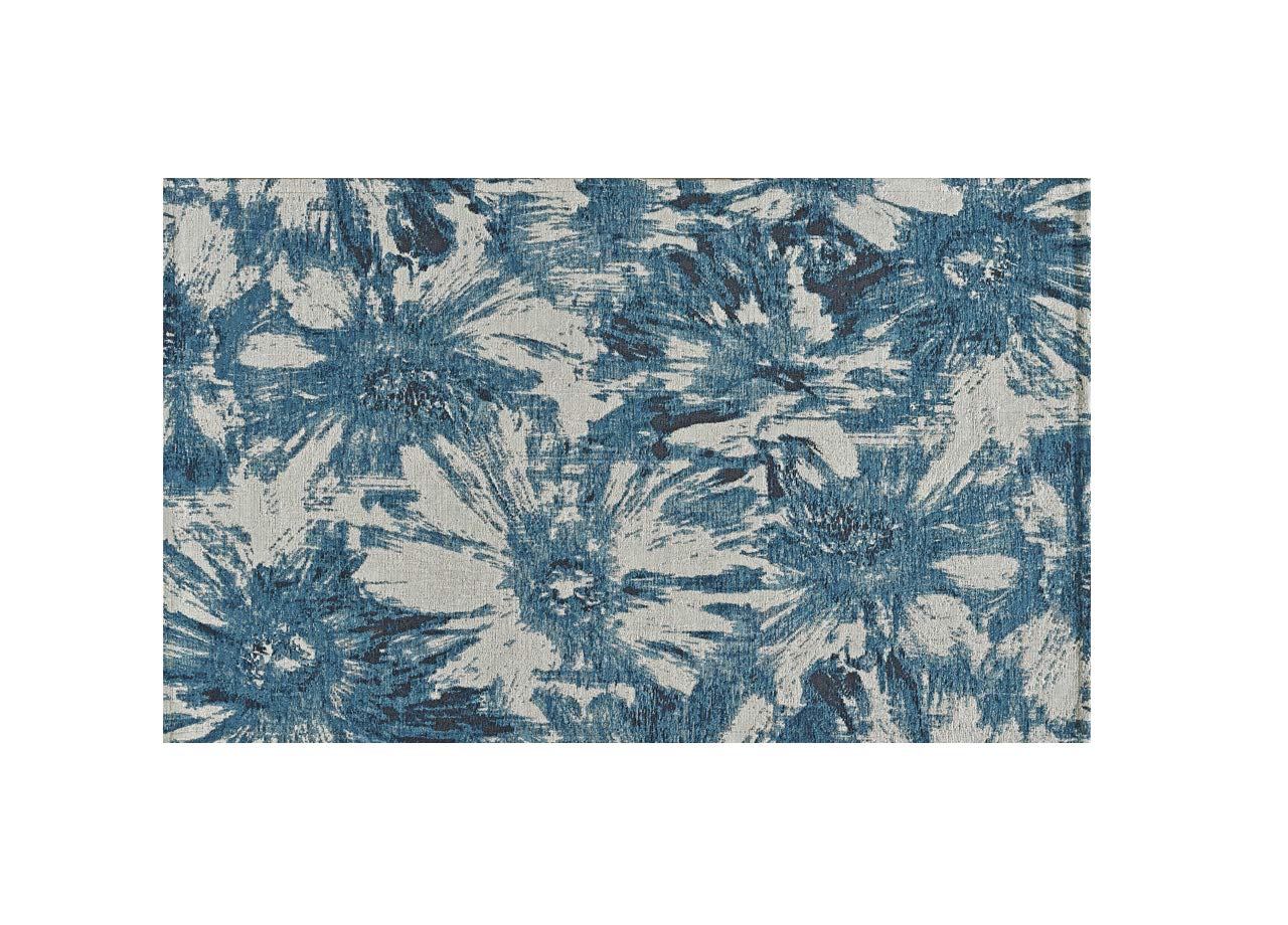 GC ArredoCasa Tappeto Salotto Velour Antiscivolo Dis Fior Di Loto Colore Argento