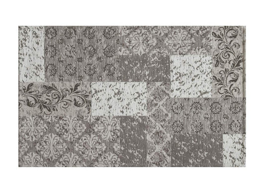 GC ArredoCasa Tapis en Velours antidérapant pour Chambres et Salons, Design Saturne, Argent