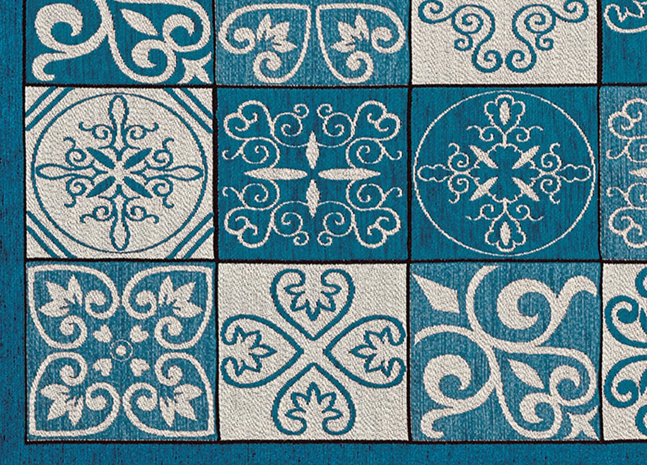 GC ArredoCasa Tappeto Passatoia Runner Cucina Antiscivolo Lavabile Disegno Maiolica Suardi 55x190 Jeans