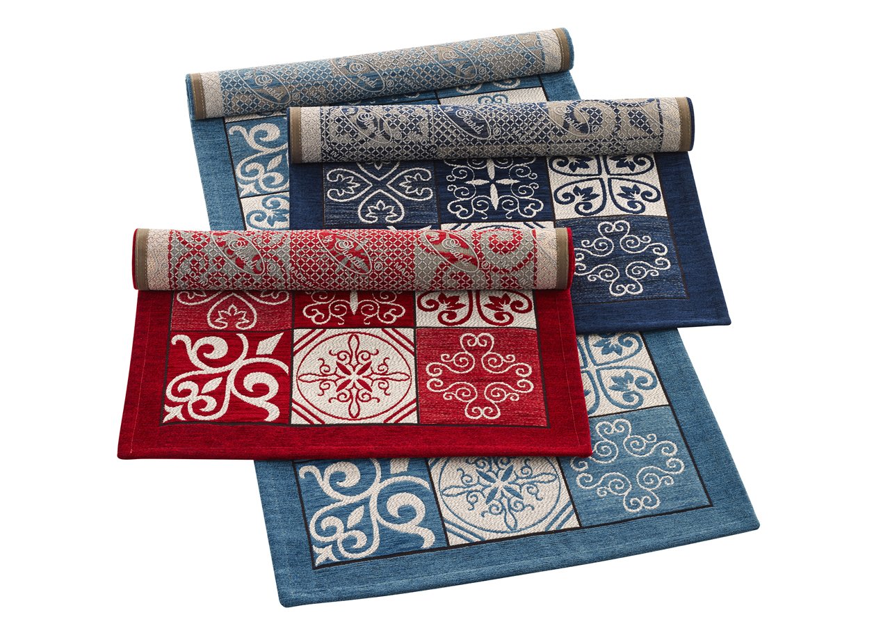 GC ArredoCasa Tappeto Passatoia Runner Cucina Antiscivolo Lavabile Disegno Maiolica Suardi 55x190 Jeans