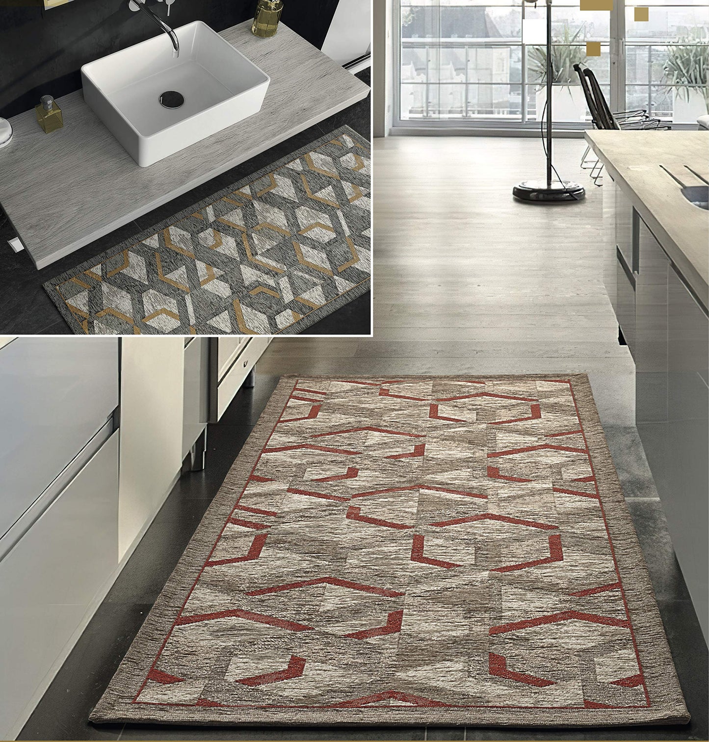 GC ARREDOCASA Tappeto Antiscivolo Made in Italy - Passatoia Moderna con Disegno Geometrico Hypnotic - Lavabile - Tappeto Runner Lungo Colorato