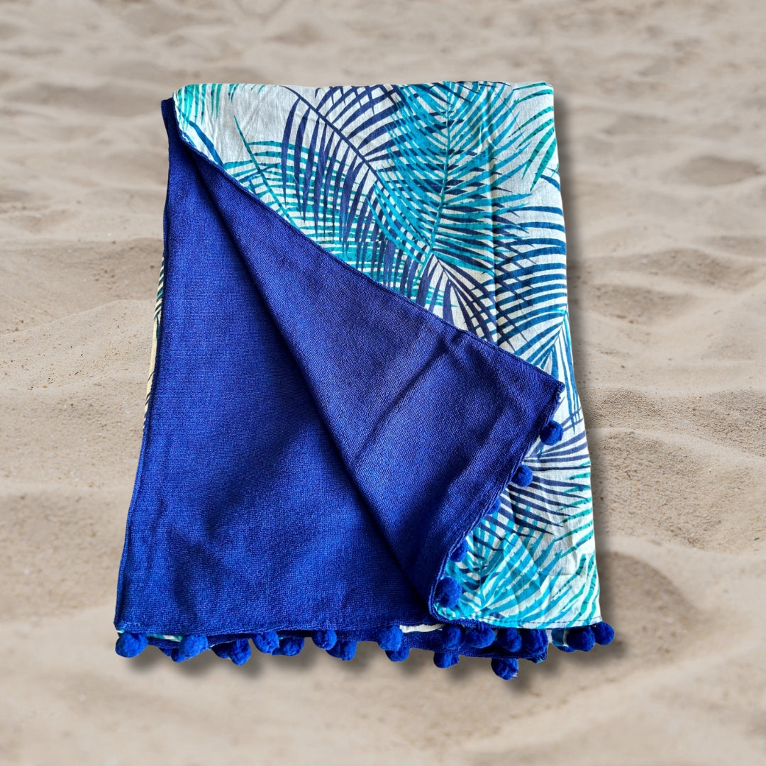 Nova Blue Telo Mare Ananas 86x160 Cm - 100% Cotone Velluto Morbido E Assorbente Per Spiaggia E Piscina