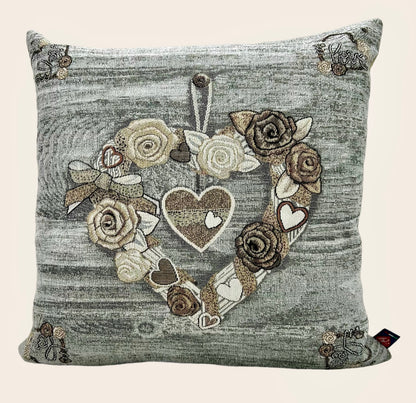 GC ArredoCasa Copricuscini Divano in Tessuto Damascato Jacquard - Federe Cuscini Divano 50x50 Made In Italy - Primavera Cuore Di Pizzo - Federe Per Cuscini Divano Arredamento x Casa