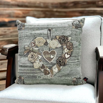 GC ArredoCasa Copricuscini Divano in Tessuto Damascato Jacquard - Federe Cuscini Divano 50x50 Made In Italy - Primavera Cuore Di Pizzo - Federe Per Cuscini Divano Arredamento x Casa