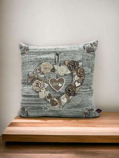GC ArredoCasa Copricuscini Divano in Tessuto Damascato Jacquard - Federe Cuscini Divano 50x50 Made In Italy - Primavera Cuore Di Pizzo - Federe Per Cuscini Divano Arredamento x Casa