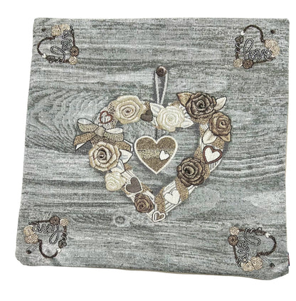 GC ArredoCasa Copricuscini Divano in Tessuto Damascato Jacquard - Federe Cuscini Divano 50x50 Made In Italy - Primavera Cuore Di Pizzo - Federe Per Cuscini Divano Arredamento x Casa